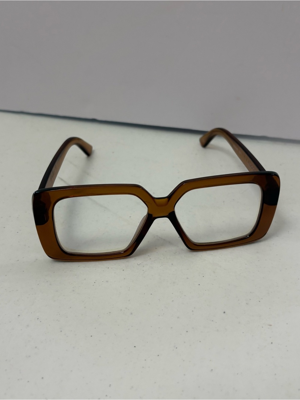 The Book Club Brown Square blue light Glasses +0.00 Duh Bleach Oversized Chunky
